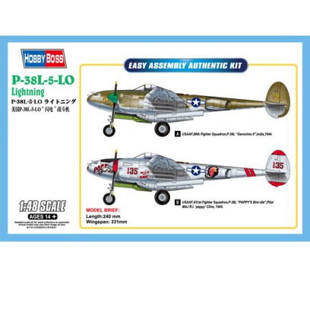 Maquette d'avion en plastique P-38L-5-LO Lightning 1/48