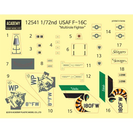 Maquette d'avion en plastique USAF F-16C MCP 1/72