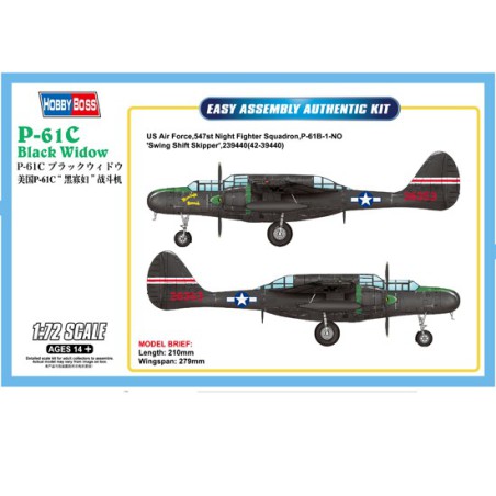 Maquette d'avion en plastique US P-61C BLACK WIDOW 1/72