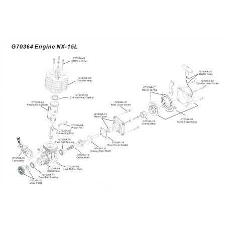 Radio heat engine engine NX15L 2.5cc mg10 mg16 | Scientific-MHD