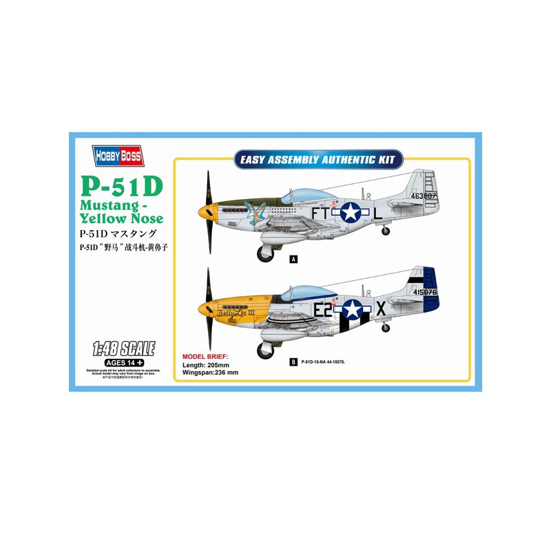 Maquette d'avion en plastique P-51D Yellow Noze 1/48
