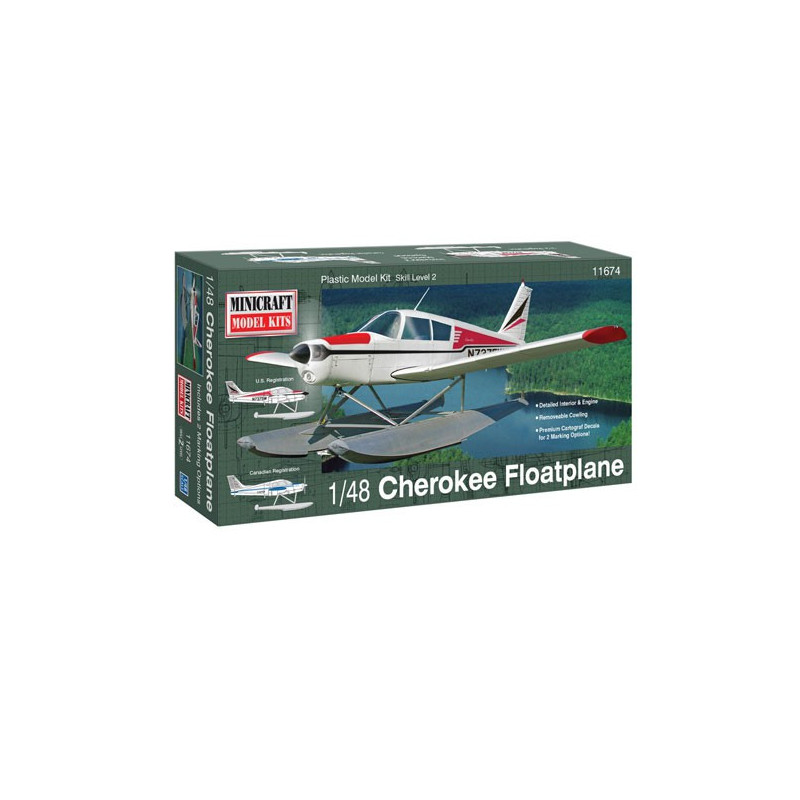 Maquette d'avion en plastique Piper Cherokee hydravion 1/48