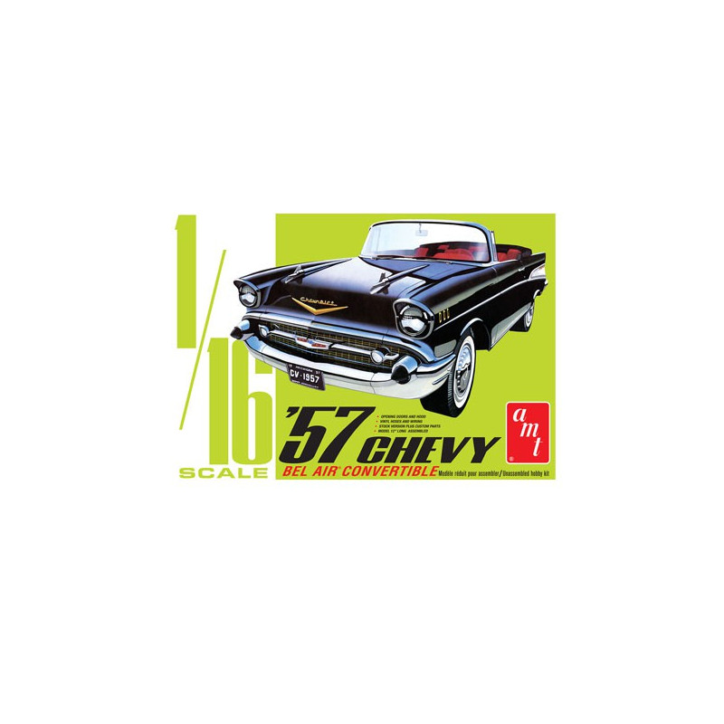 Maquette de voiture en plastique 1957 Chevy Bel Air Convertible 1:16