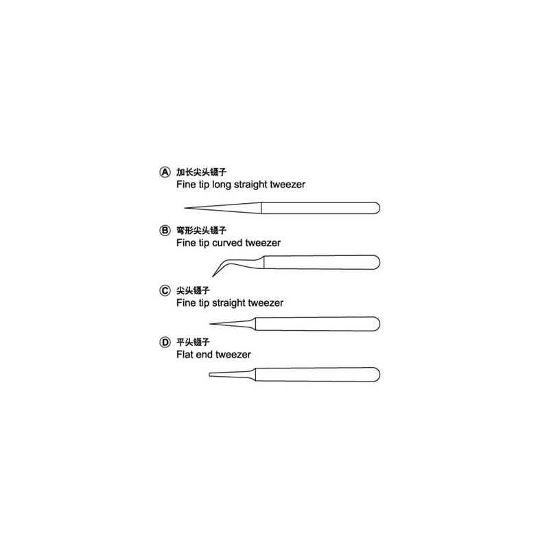 Outil pour maquette Set de 4 precelles de précision