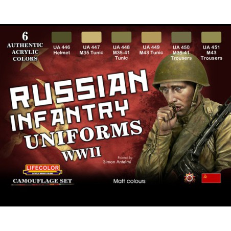 Acrylic paint set 6 united shades. Russians wwii | Scientific-MHD