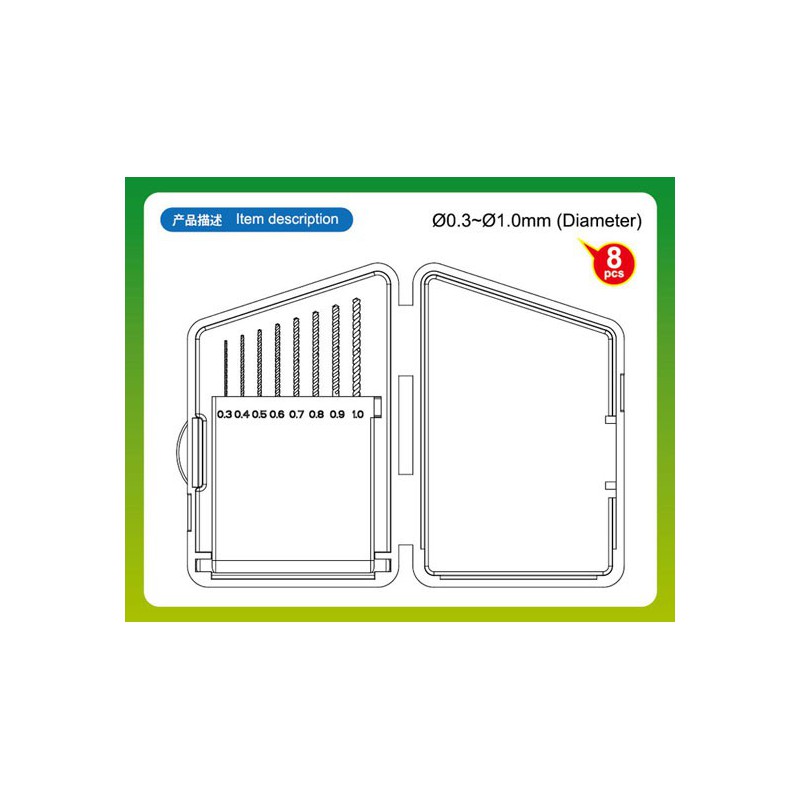 Outil pour maquette Set de 8 forêts de 0,3 à 1mm